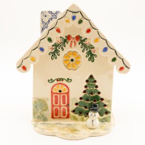 Holiday House with Snowman and Garland