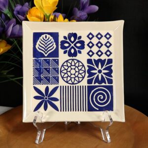 Blue Graphic Ceramic Tray