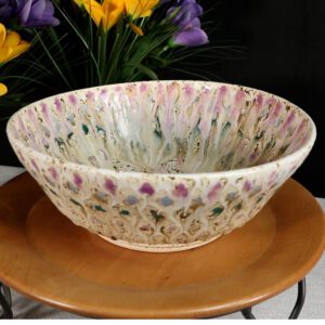 Peacock-Inspired Ceramic Bowl